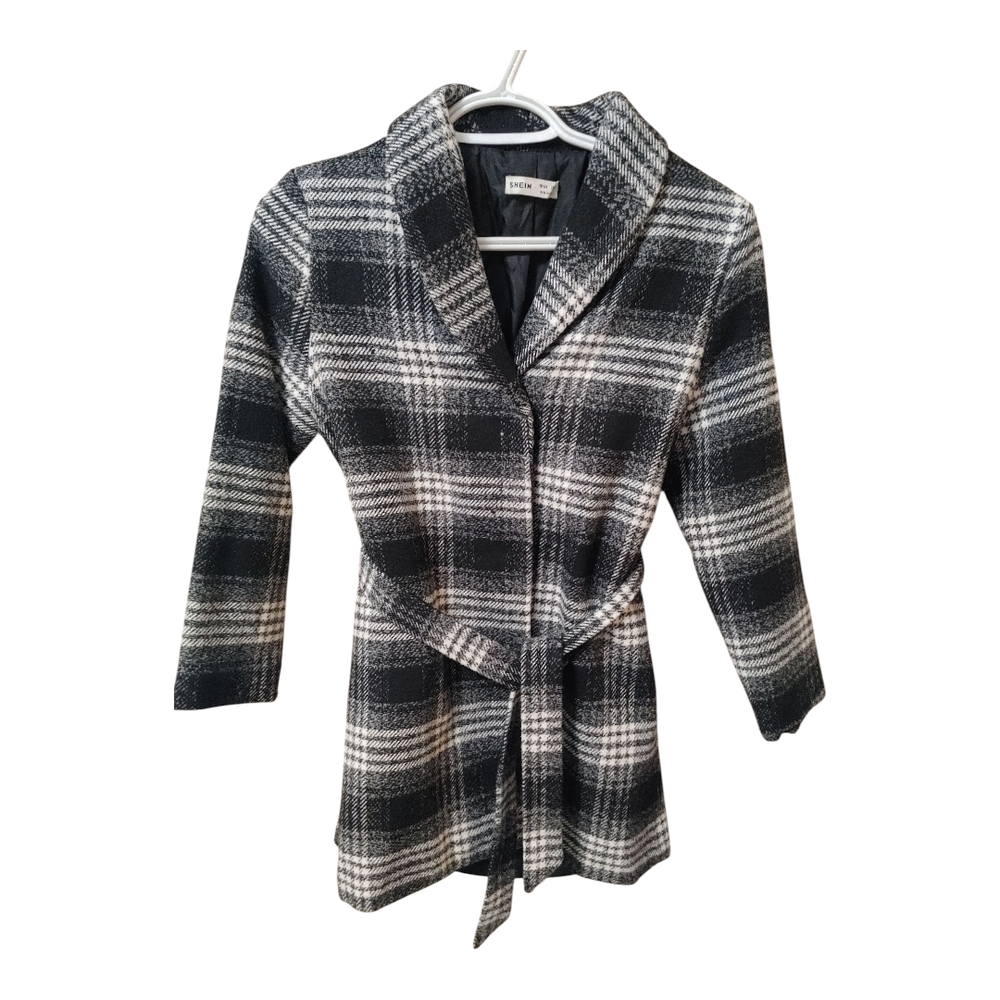 SHEIN Kids Plaid Pea Coat